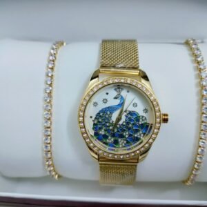 IEKE Mesh Stainless Steel Golden Watch For Women