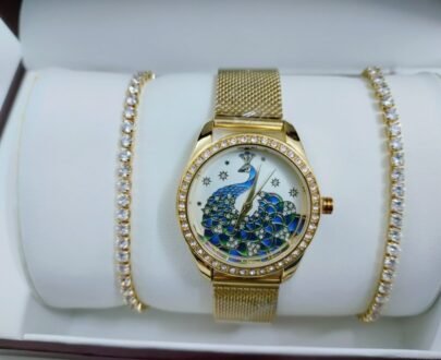 IEKE Mesh Stainless Steel Golden Watch For Women